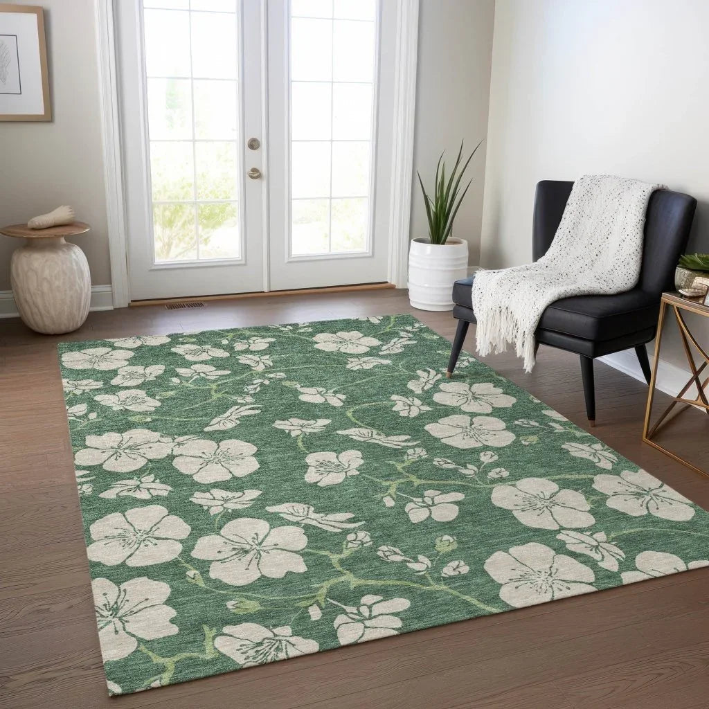 Inoa Green Washable Indoor-Outdoor Rug-Outdoor Rugs-LOOMLAN Rugs-LOOMLAN