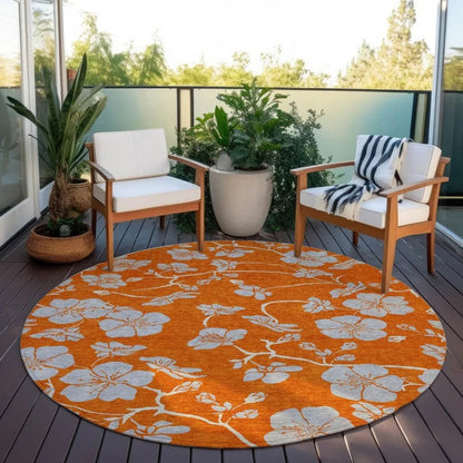 Inoa Orange Washable Indoor-Outdoor Rug-Outdoor Rugs-LOOMLAN Rugs-LOOMLAN