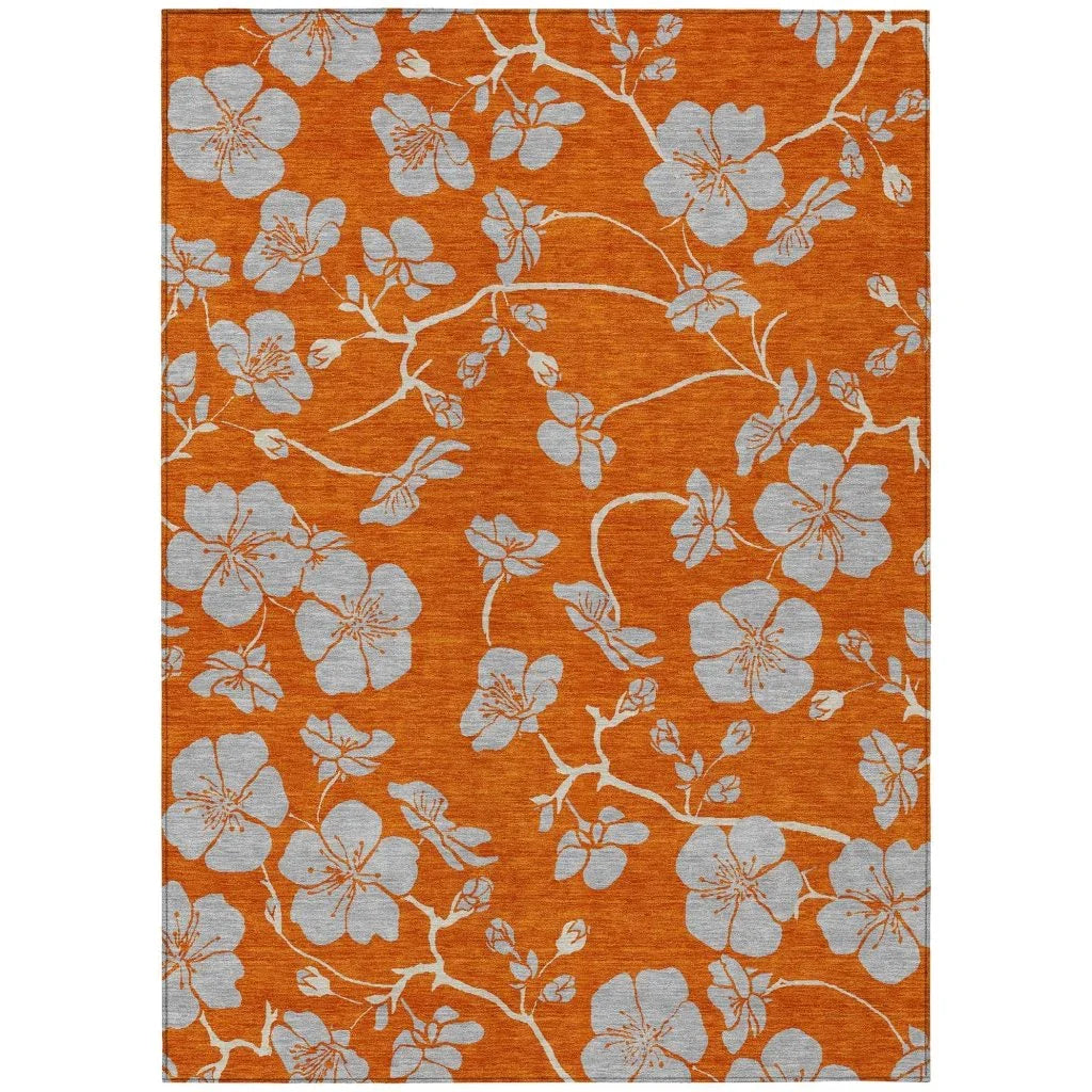 Inoa Orange Washable Indoor-Outdoor Rug-Outdoor Rugs-LOOMLAN Rugs-2'6" x 3'10"-LOOMLAN