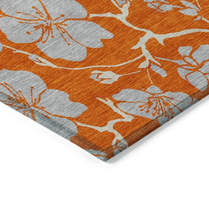 Inoa Orange Washable Indoor-Outdoor Rug-Outdoor Rugs-LOOMLAN Rugs-LOOMLAN