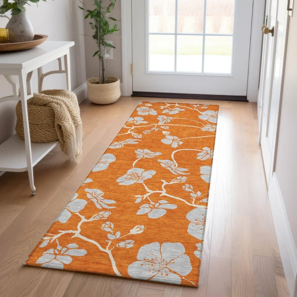 Inoa Orange Washable Indoor-Outdoor Rug-Outdoor Rugs-LOOMLAN Rugs-LOOMLAN