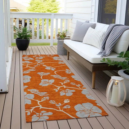 Inoa Orange Washable Indoor-Outdoor Rug-Outdoor Rugs-LOOMLAN Rugs-LOOMLAN