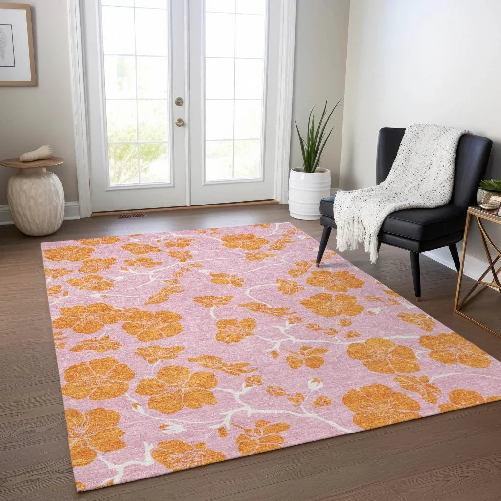 Inoa Pink Washable Indoor-Outdoor Rug-Outdoor Rugs-LOOMLAN Rugs-LOOMLAN