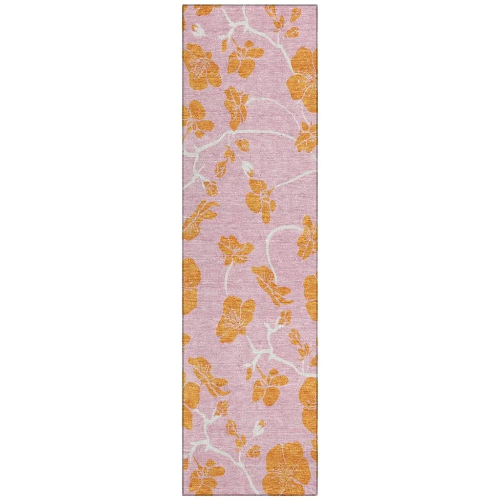 Inoa Pink Washable Indoor-Outdoor Rug-Outdoor Rugs-LOOMLAN Rugs-2'3" x 7'6"-LOOMLAN