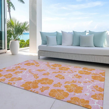 Inoa Pink Washable Indoor-Outdoor Rug-Outdoor Rugs-LOOMLAN Rugs-LOOMLAN