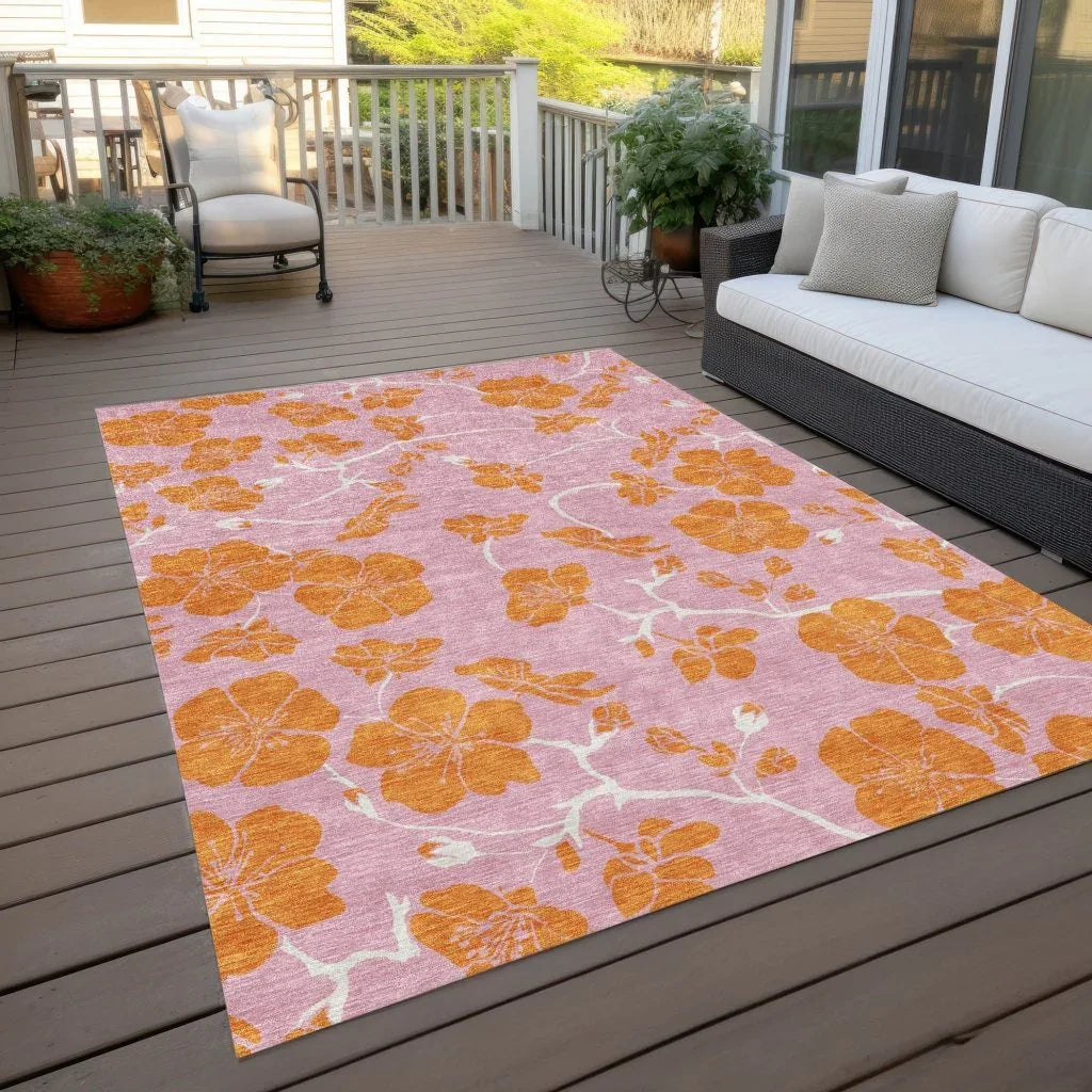 Inoa Pink Washable Indoor-Outdoor Rug-Outdoor Rugs-LOOMLAN Rugs-LOOMLAN