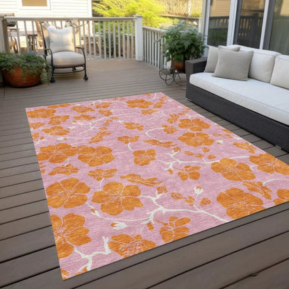 Inoa Pink Washable Indoor-Outdoor Rug-Outdoor Rugs-LOOMLAN Rugs-LOOMLAN