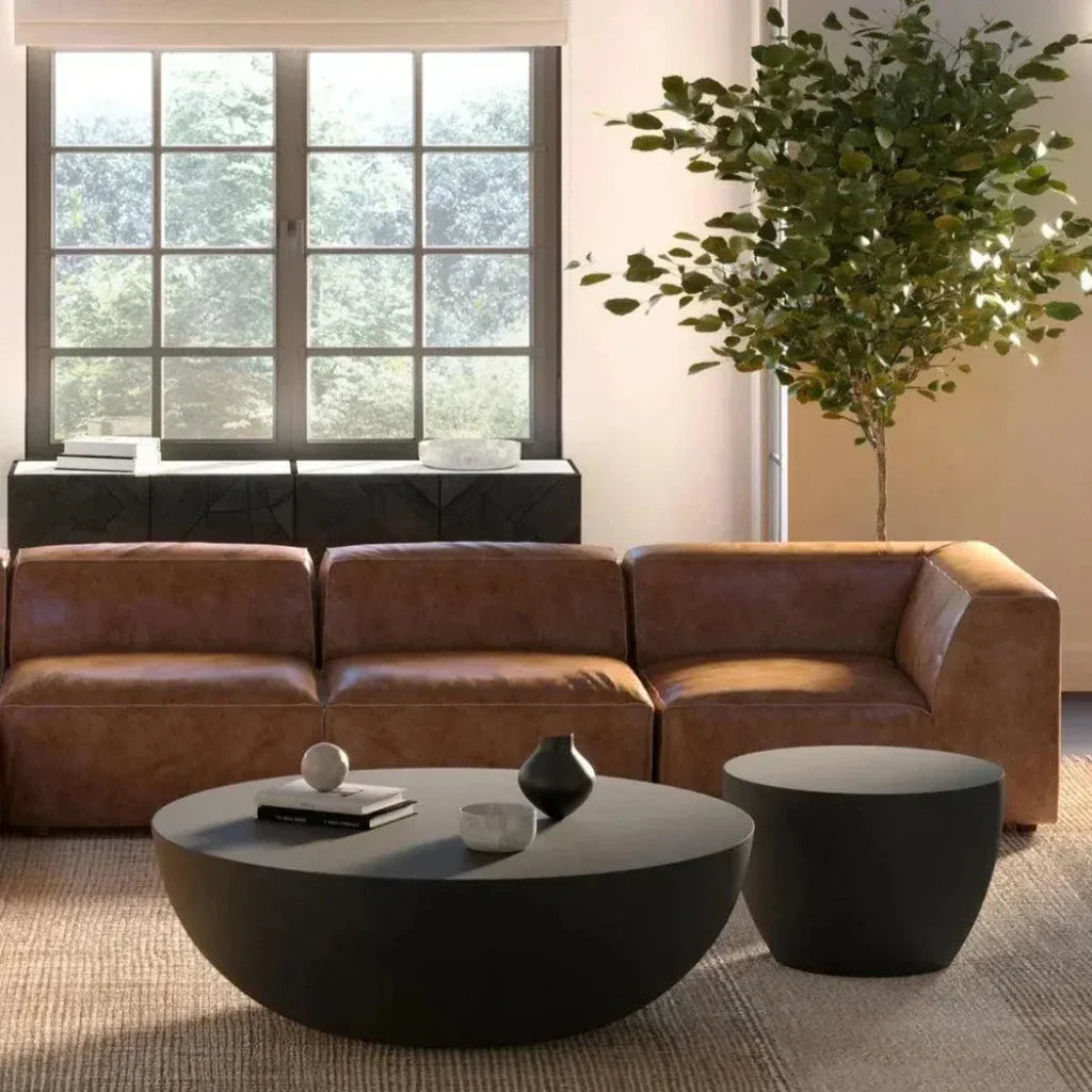 Insitu Concrete Black Round Coffee Table - LOOMLAN - Moe's Home - Coffee Tables