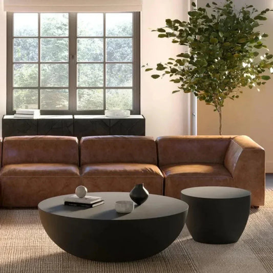 Insitu Concrete Black Round Coffee Table - LOOMLAN - Moe's Home - Coffee Tables