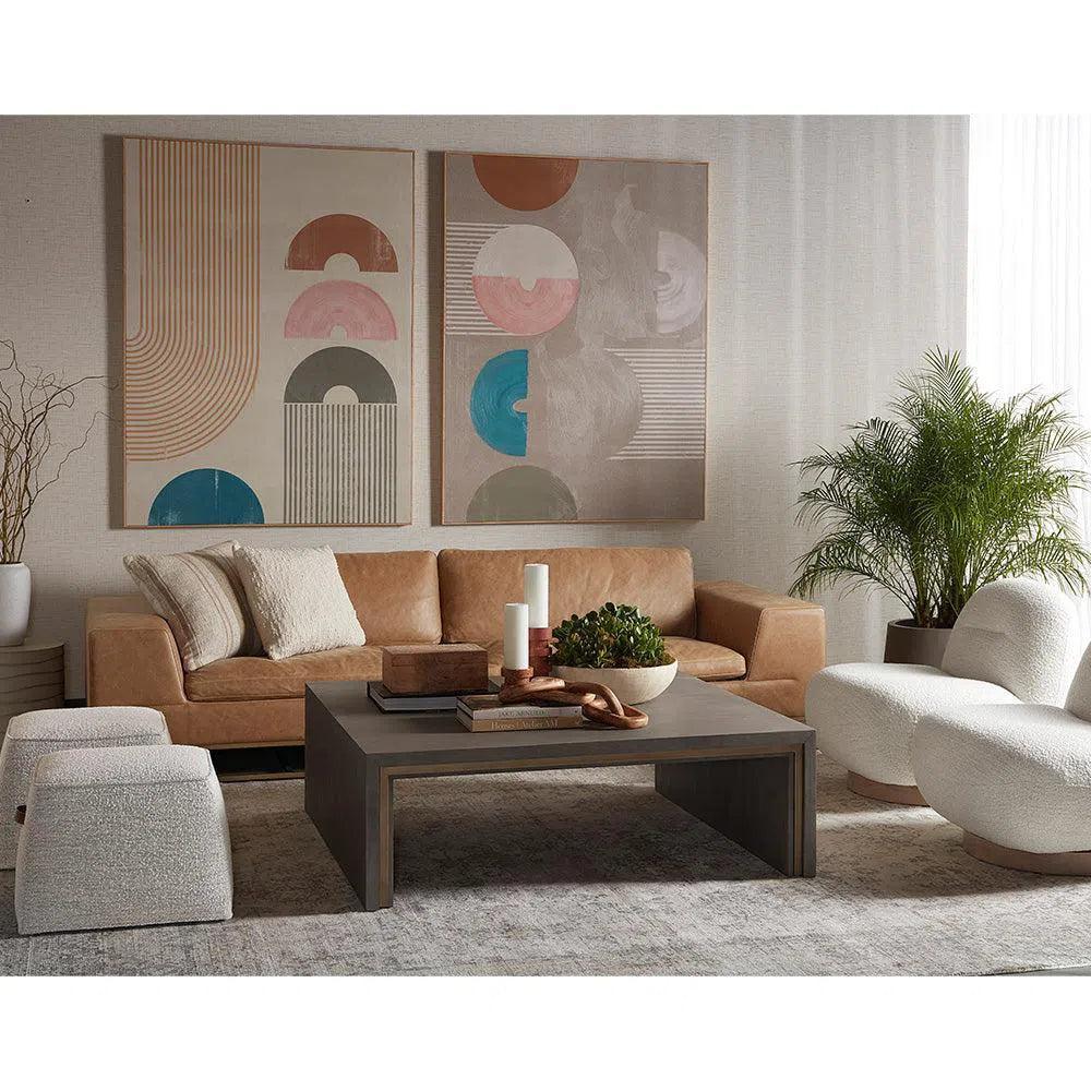 Ira Sofa Camel Leather Modern With Gold Base - LOOMLAN - SUNPAN - Sofas & Loveseats