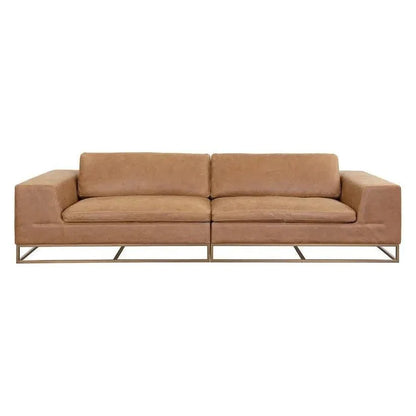 Ira Sofa Camel Leather Modern With Gold Base - LOOMLAN - SUNPAN - Sofas & Loveseats