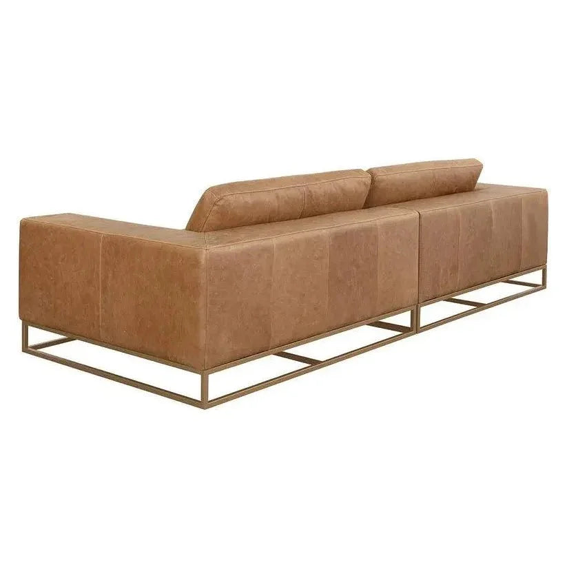 Ira Sofa Camel Leather Modern With Gold Base - LOOMLAN - SUNPAN - Sofas & Loveseats