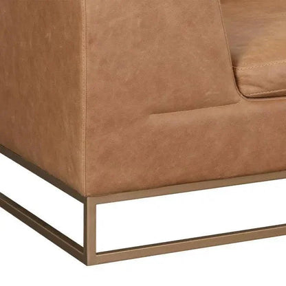 Ira Sofa Camel Leather Modern With Gold Base - LOOMLAN - SUNPAN - Sofas & Loveseats