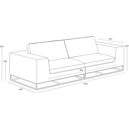 Ira Sofa Camel Leather Modern With Gold Base - LOOMLAN - SUNPAN - Sofas & Loveseats