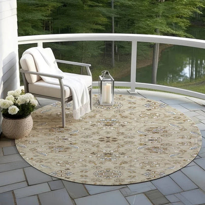 Irene Beige Washable Indoor - Outdoor Rug - LOOMLAN - LOOMLAN Rugs - Outdoor Rugs
