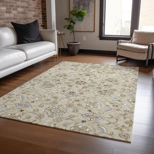 Irene Beige Washable Indoor - Outdoor Rug - LOOMLAN - LOOMLAN Rugs - Outdoor Rugs