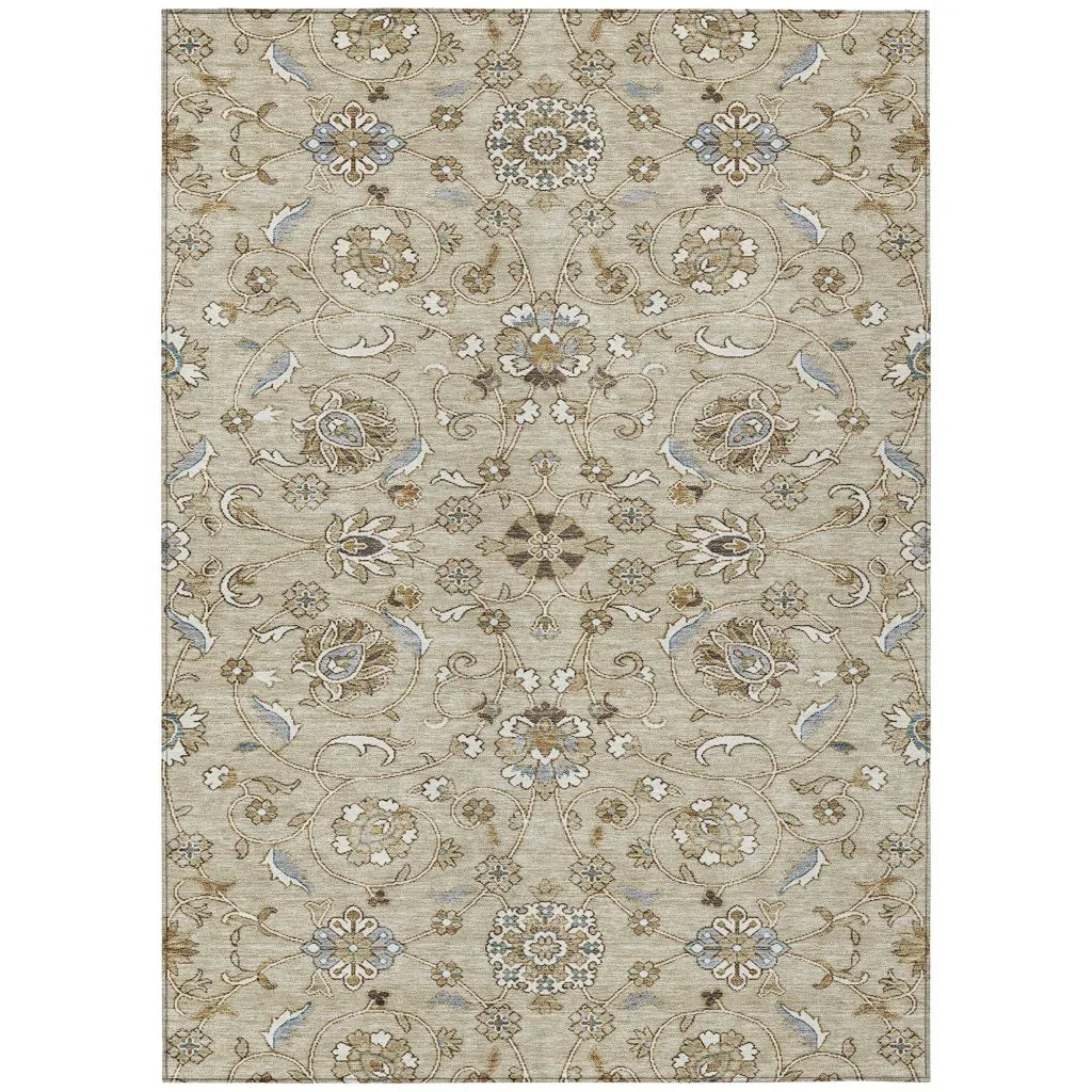 Irene Beige Washable Indoor - Outdoor Rug - LOOMLAN - LOOMLAN Rugs - Outdoor Rugs