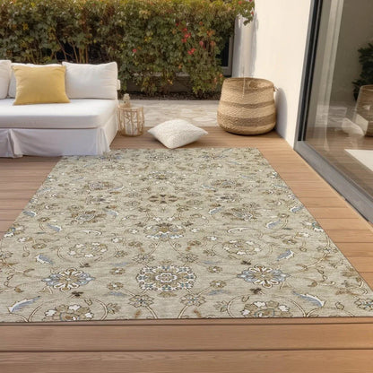 Irene Beige Washable Indoor - Outdoor Rug - LOOMLAN - LOOMLAN Rugs - Outdoor Rugs