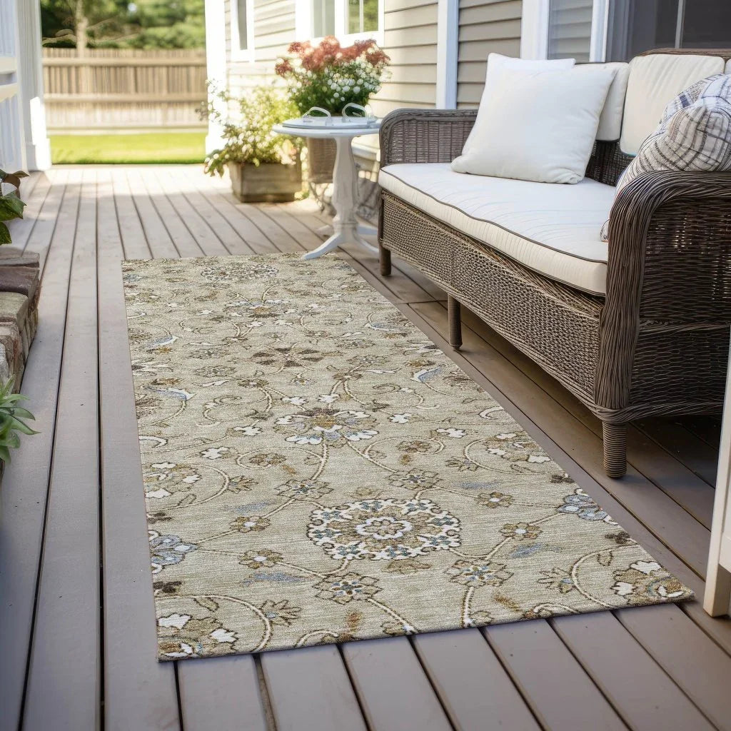 Irene Beige Washable Indoor - Outdoor Rug - LOOMLAN - LOOMLAN Rugs - Outdoor Rugs