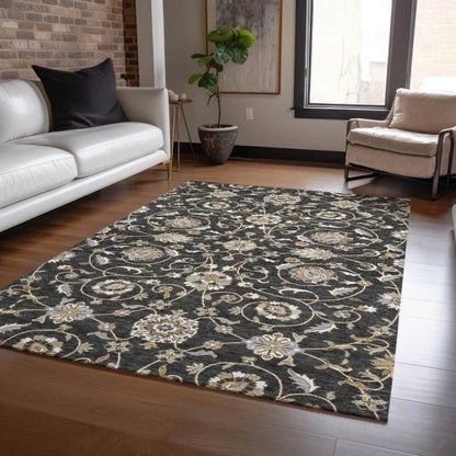 Irene Black Washable Indoor - Outdoor Rug - LOOMLAN - LOOMLAN Rugs - Outdoor Rugs