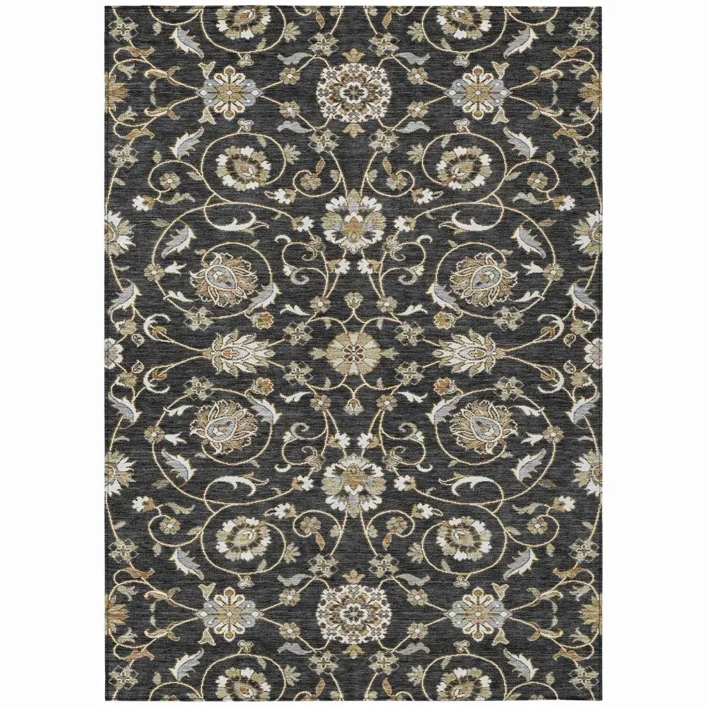 Irene Black Washable Indoor - Outdoor Rug - LOOMLAN - LOOMLAN Rugs - Outdoor Rugs
