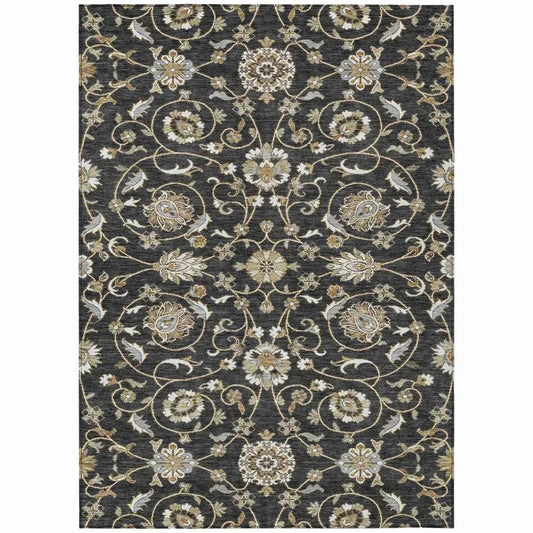 Irene Black Washable Indoor - Outdoor Rug - LOOMLAN - LOOMLAN Rugs - Outdoor Rugs