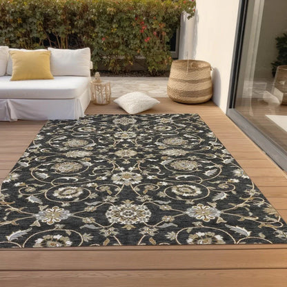 Irene Black Washable Indoor - Outdoor Rug - LOOMLAN - LOOMLAN Rugs - Outdoor Rugs