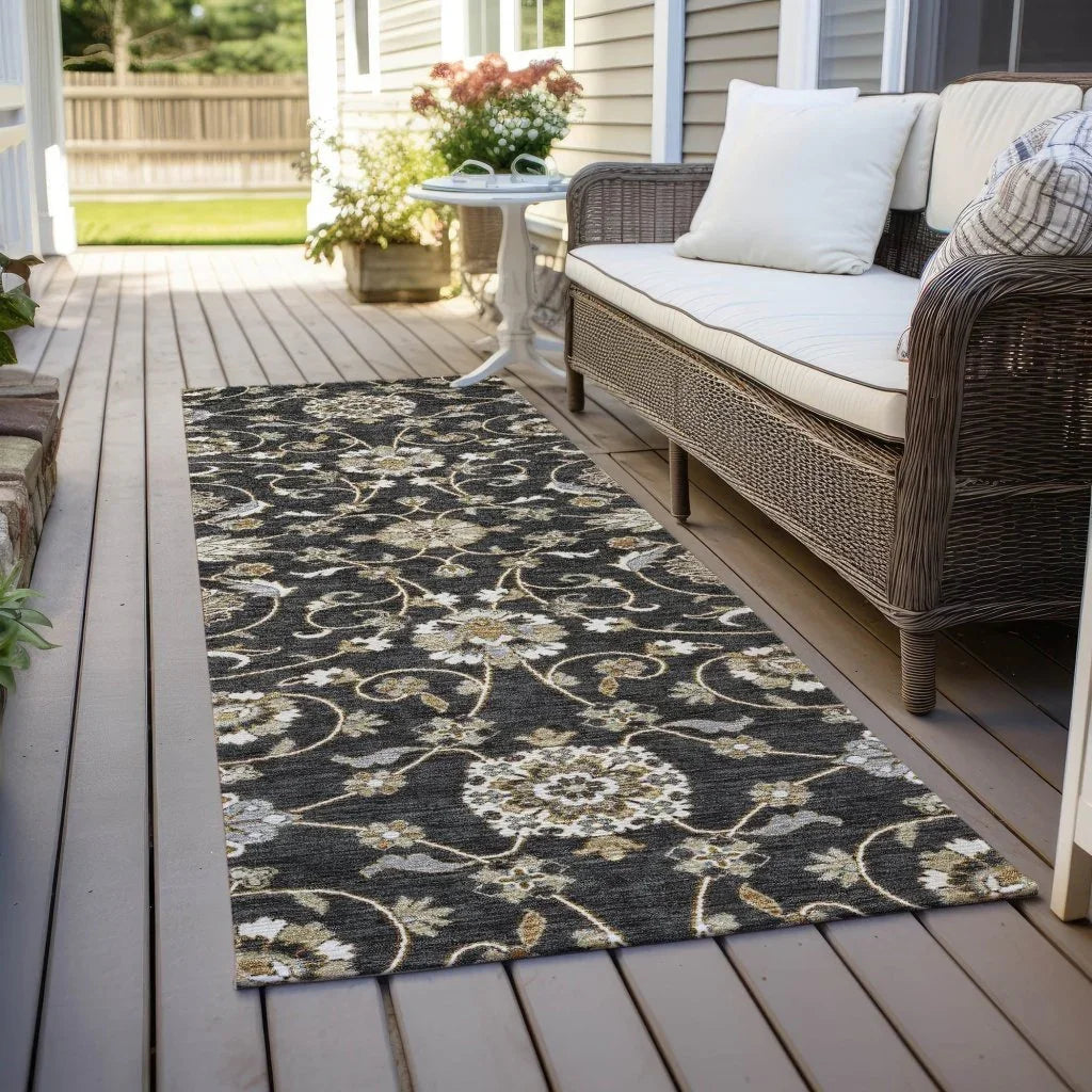 Irene Black Washable Indoor - Outdoor Rug - LOOMLAN - LOOMLAN Rugs - Outdoor Rugs