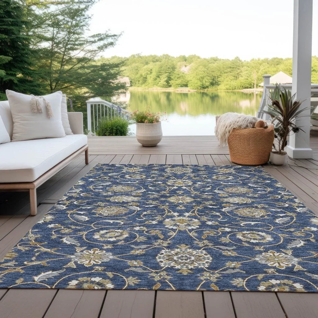 Irene Blue Washable Indoor - Outdoor Rug - LOOMLAN - LOOMLAN Rugs - Outdoor Rugs