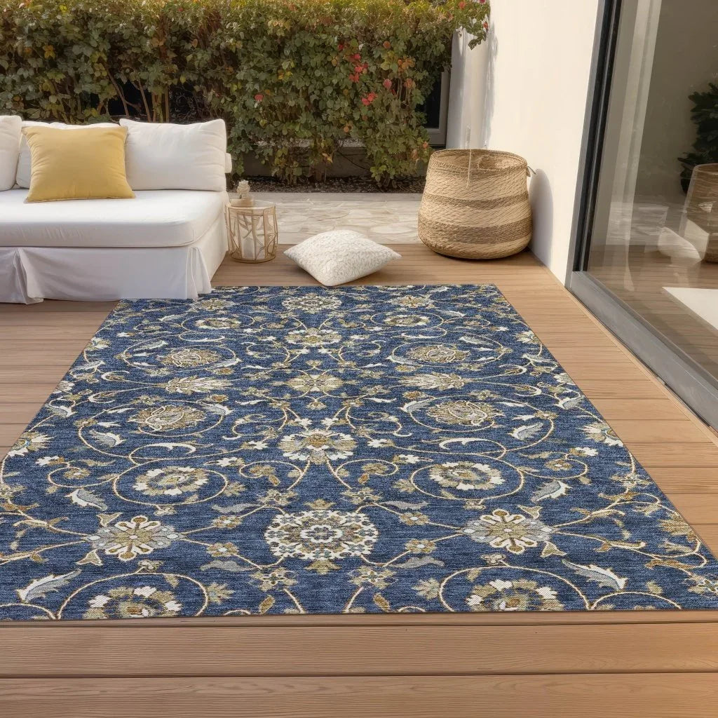 Irene Blue Washable Indoor - Outdoor Rug - LOOMLAN - LOOMLAN Rugs - Outdoor Rugs