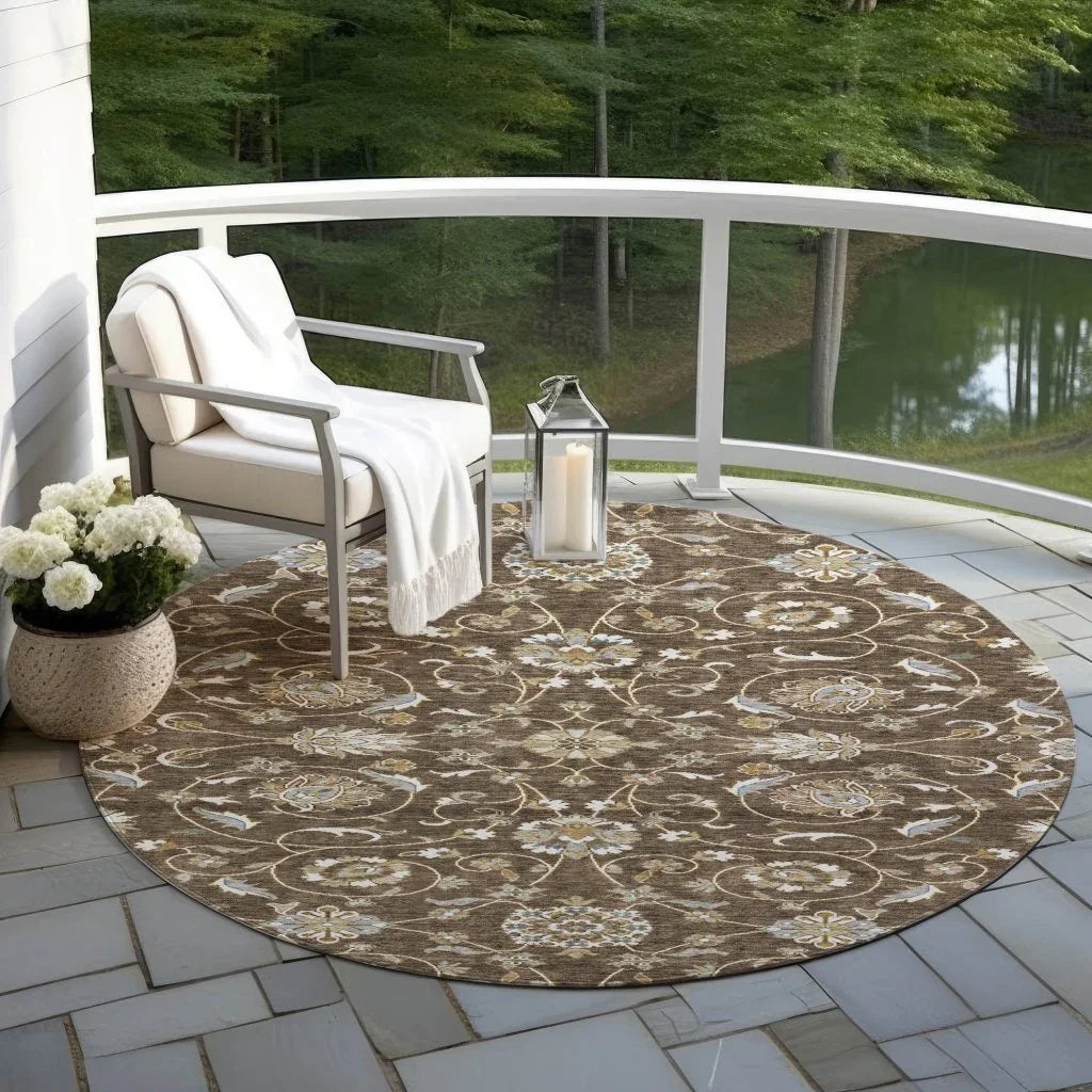 Irene Brown Washable Indoor - Outdoor Rug - LOOMLAN - LOOMLAN Rugs - Outdoor Rugs