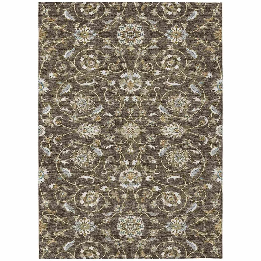 Irene Brown Washable Indoor - Outdoor Rug - LOOMLAN - LOOMLAN Rugs - Outdoor Rugs