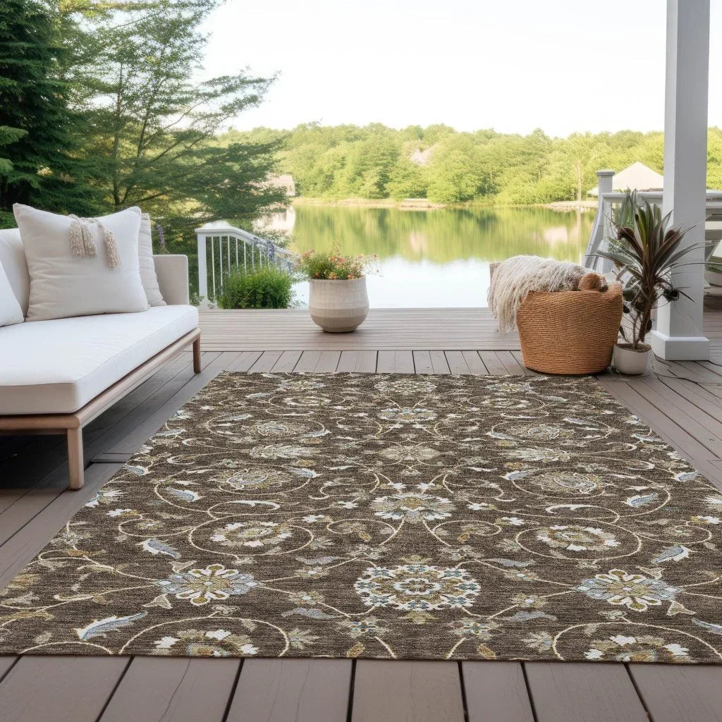 Irene Brown Washable Indoor - Outdoor Rug - LOOMLAN - LOOMLAN Rugs - Outdoor Rugs