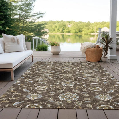 Irene Brown Washable Indoor - Outdoor Rug - LOOMLAN - LOOMLAN Rugs - Outdoor Rugs