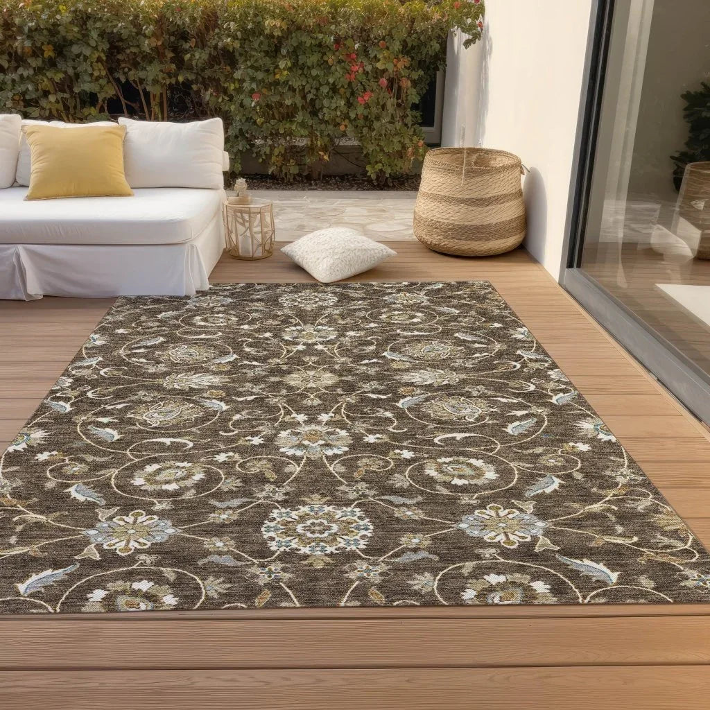 Irene Brown Washable Indoor - Outdoor Rug - LOOMLAN - LOOMLAN Rugs - Outdoor Rugs