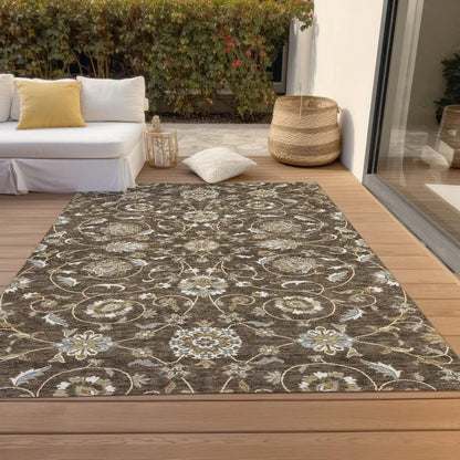 Irene Brown Washable Indoor - Outdoor Rug - LOOMLAN - LOOMLAN Rugs - Outdoor Rugs