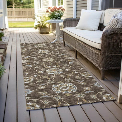 Irene Brown Washable Indoor - Outdoor Rug - LOOMLAN - LOOMLAN Rugs - Outdoor Rugs
