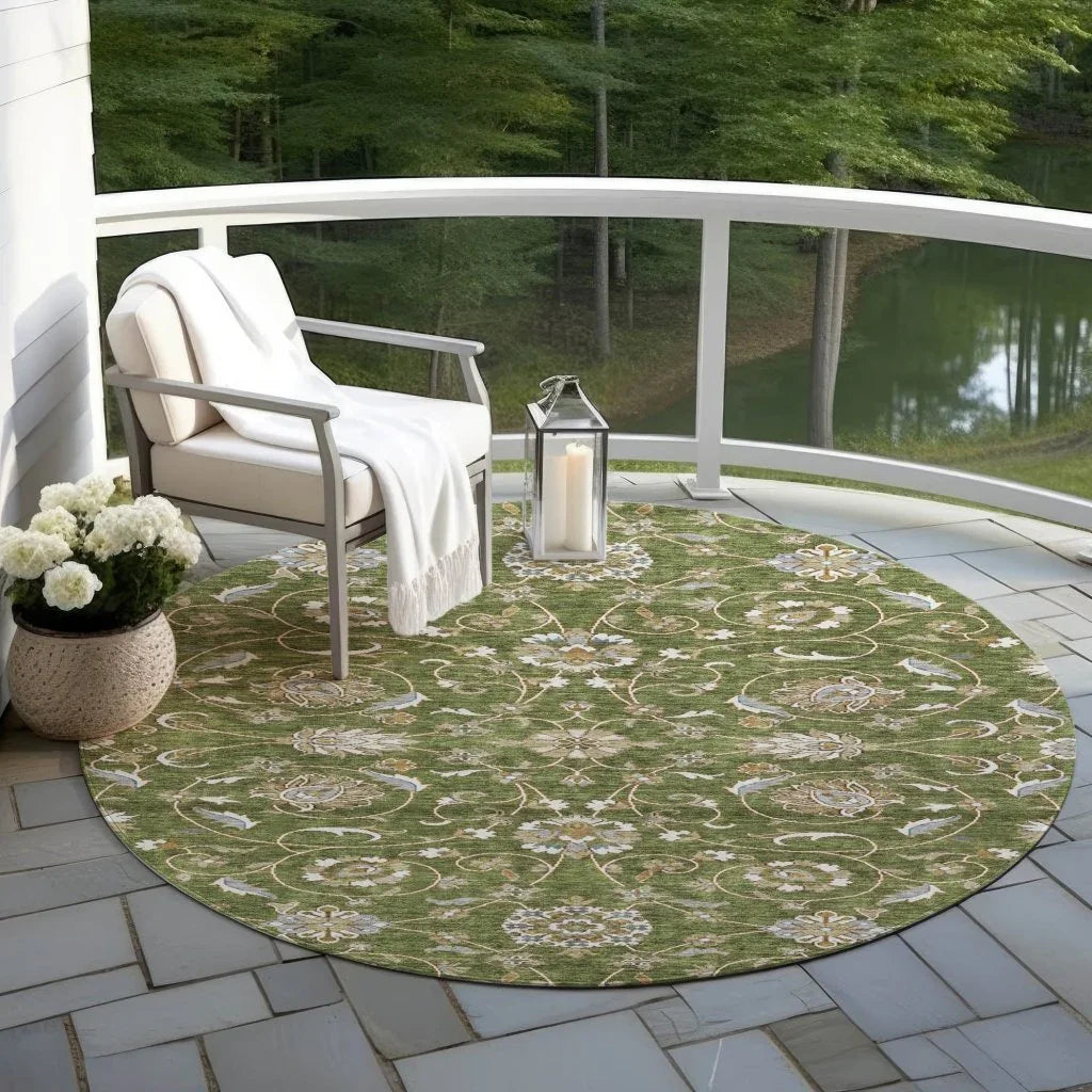 Irene Green Washable Indoor - Outdoor Rug - LOOMLAN - LOOMLAN Rugs - Outdoor Rugs