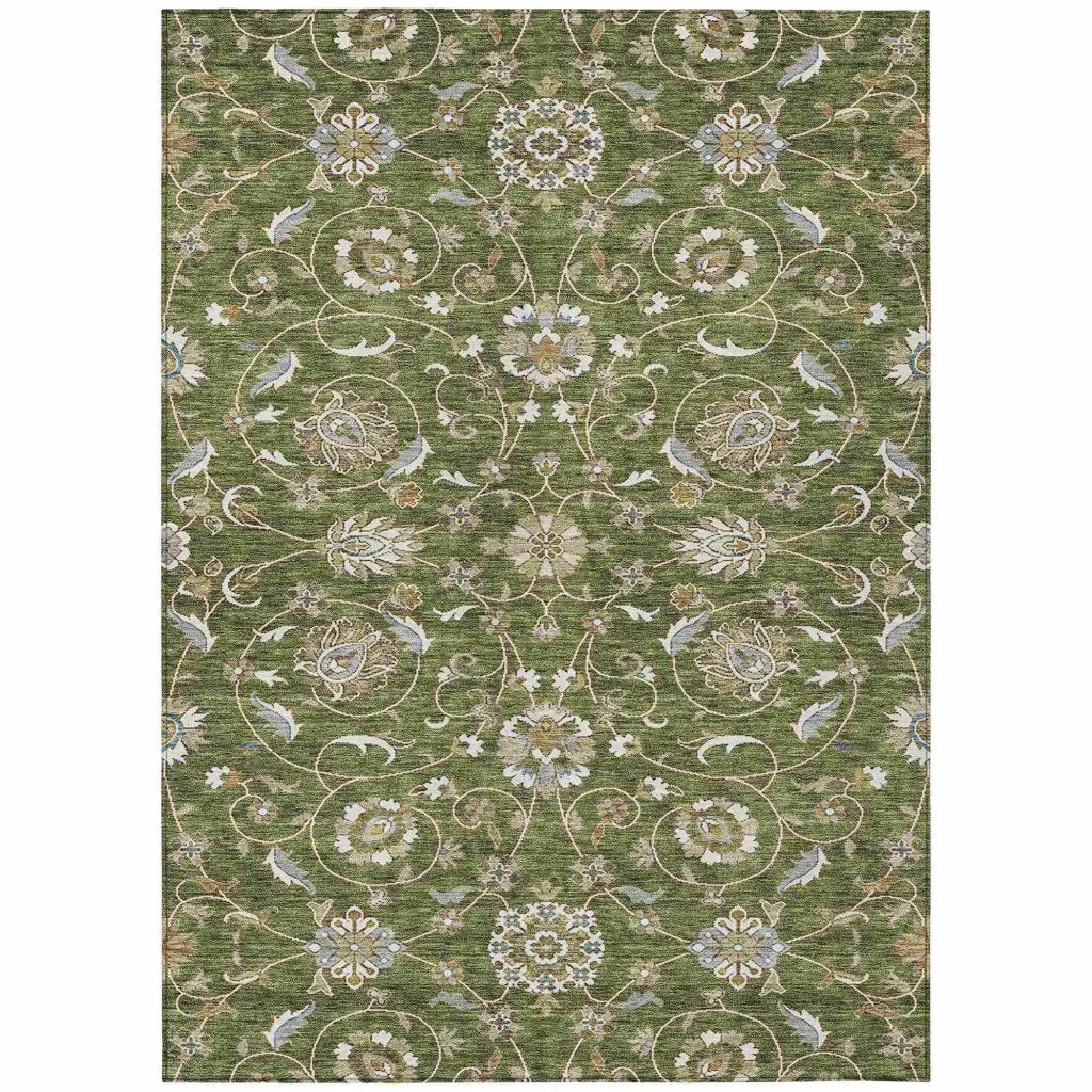 Irene Green Washable Indoor - Outdoor Rug - LOOMLAN - LOOMLAN Rugs - Outdoor Rugs