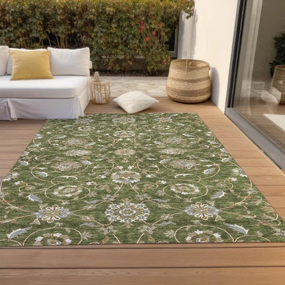 Irene Green Washable Indoor - Outdoor Rug - LOOMLAN - LOOMLAN Rugs - Outdoor Rugs