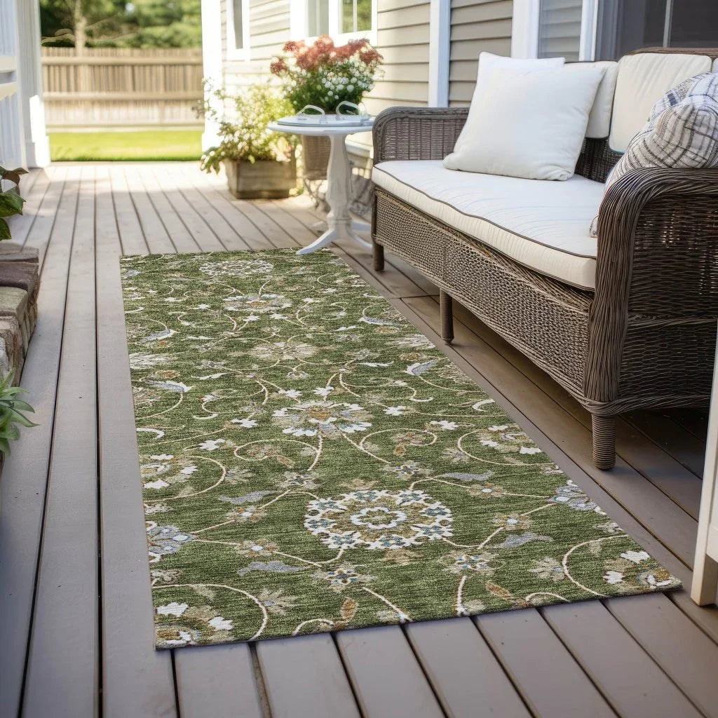 Irene Green Washable Indoor - Outdoor Rug - LOOMLAN - LOOMLAN Rugs - Outdoor Rugs