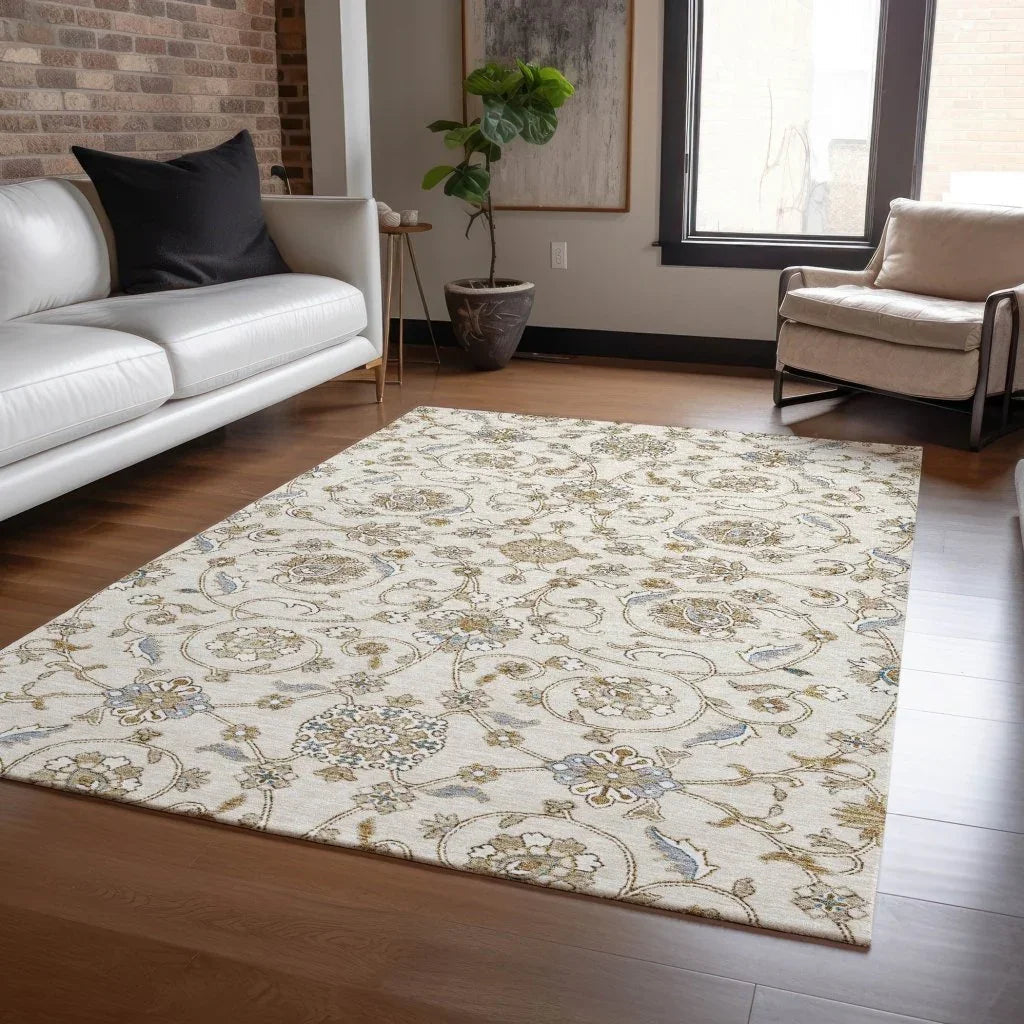 Irene Ivory Washable Indoor - Outdoor Rug - LOOMLAN - LOOMLAN Rugs - Outdoor Rugs