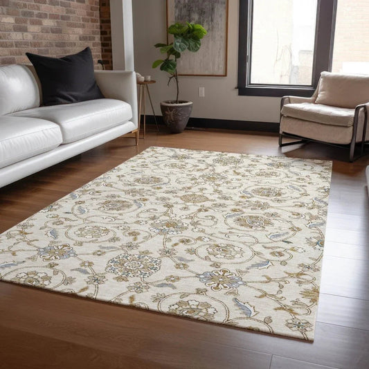 Irene Ivory Washable Indoor - Outdoor Rug - LOOMLAN - LOOMLAN Rugs - Outdoor Rugs