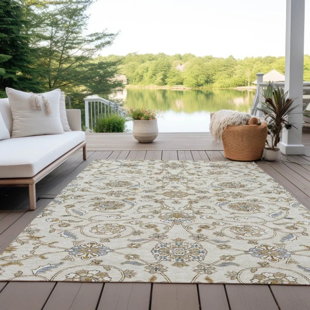 Irene Ivory Washable Indoor - Outdoor Rug - LOOMLAN - LOOMLAN Rugs - Outdoor Rugs