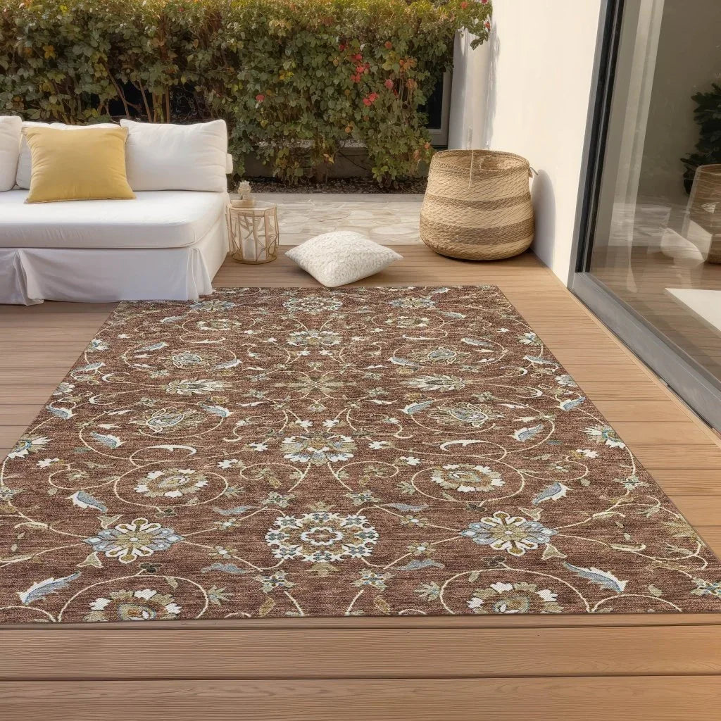 Irene Orange Washable Indoor - Outdoor Rug - LOOMLAN - LOOMLAN Rugs - Outdoor Rugs