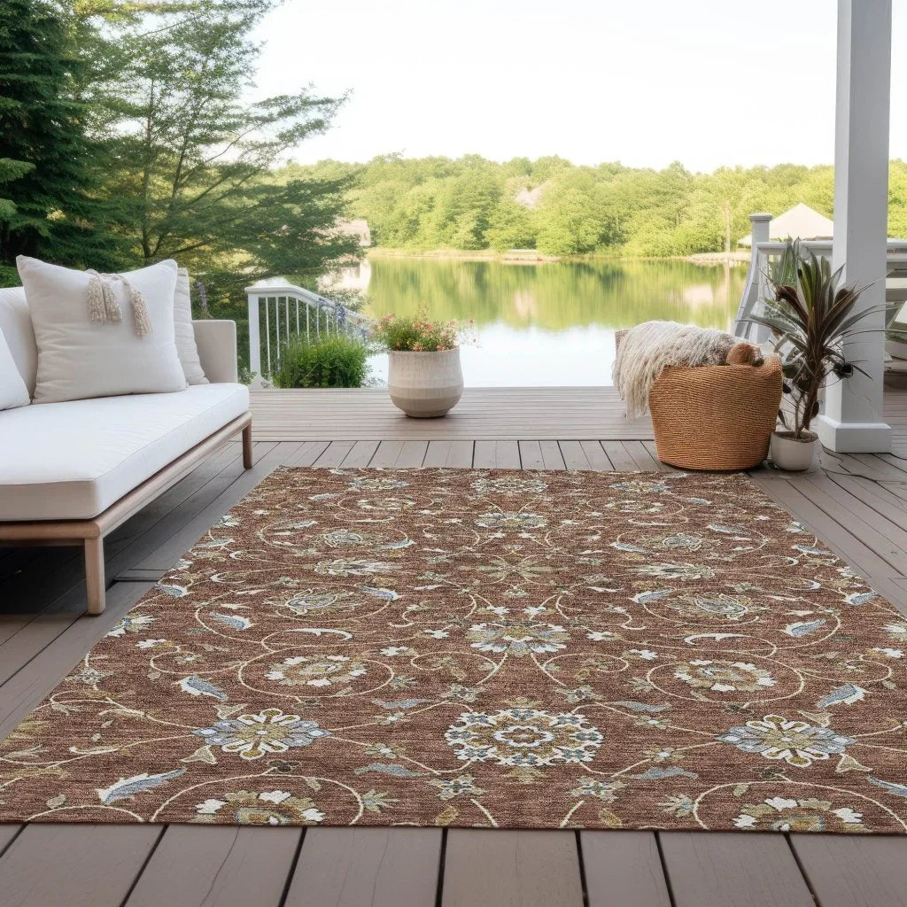 Irene Orange Washable Indoor - Outdoor Rug - LOOMLAN - LOOMLAN Rugs - Outdoor Rugs