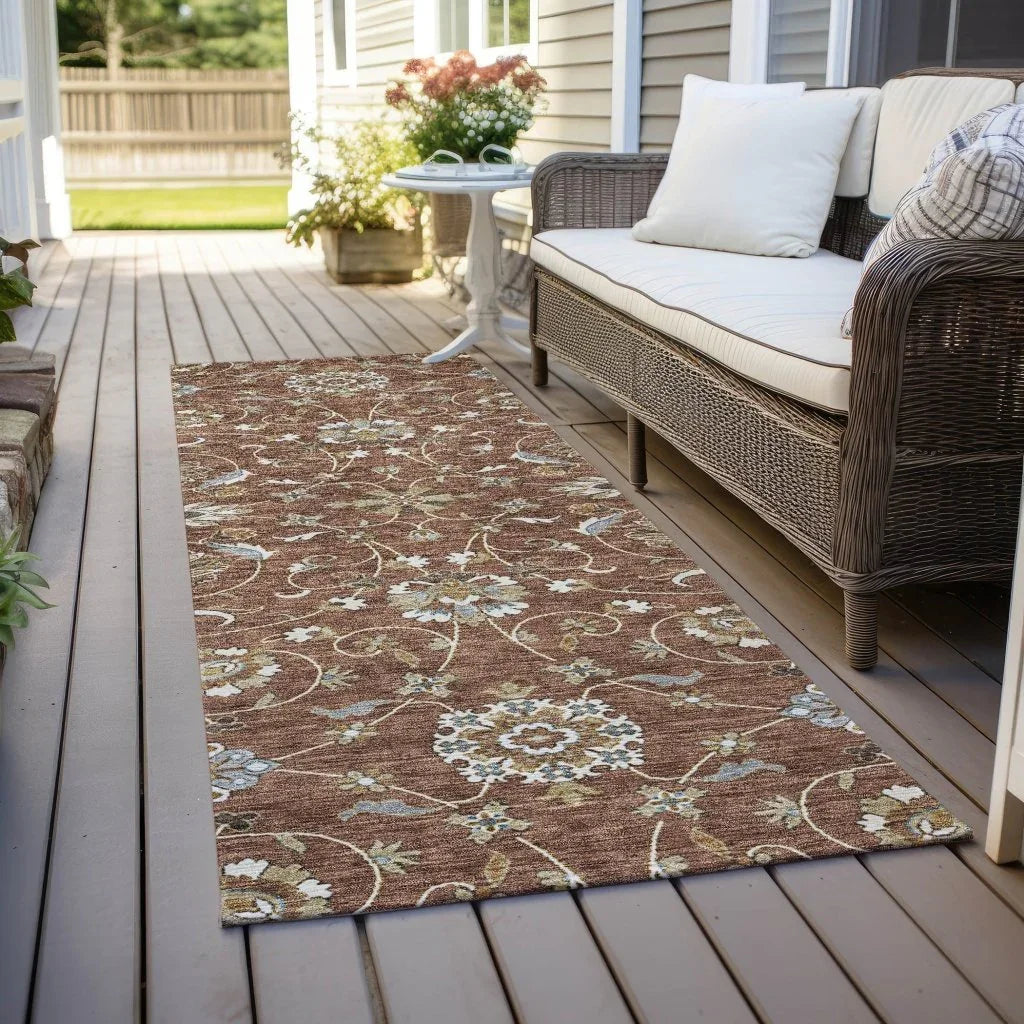 Irene Orange Washable Indoor - Outdoor Rug - LOOMLAN - LOOMLAN Rugs - Outdoor Rugs