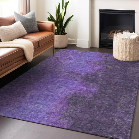 Iriion Purple Washable Indoor-Outdoor Rug