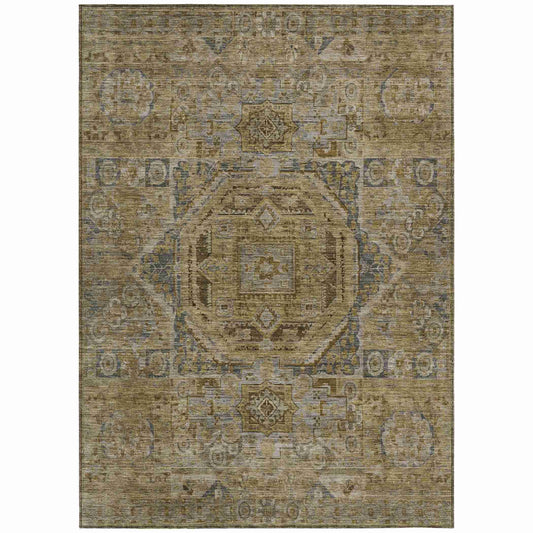 Iriir Brown Washable Indoor-Outdoor Rug