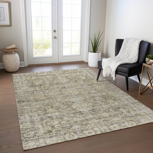 Iriira Gray Washable Indoor-Outdoor Rug
